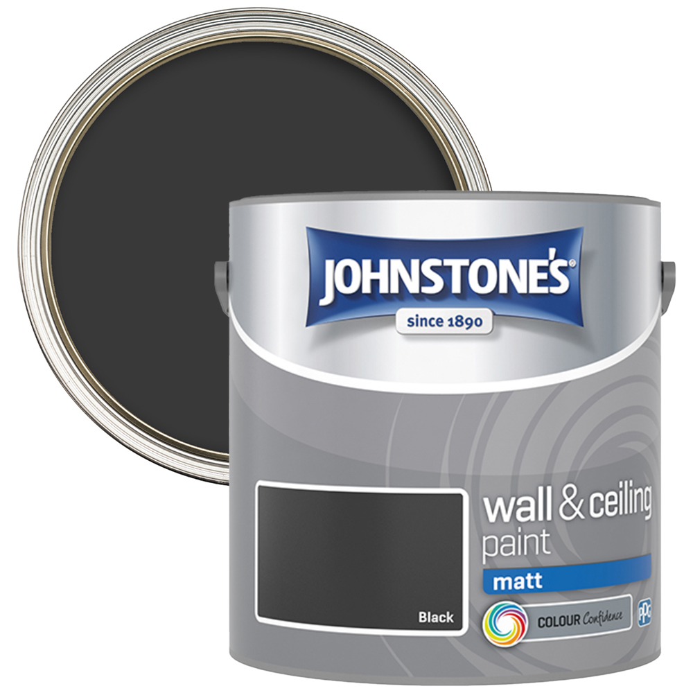 Johnstone's Walls & Ceilings Black Matt Emulsion Paint 2.5L Image 1