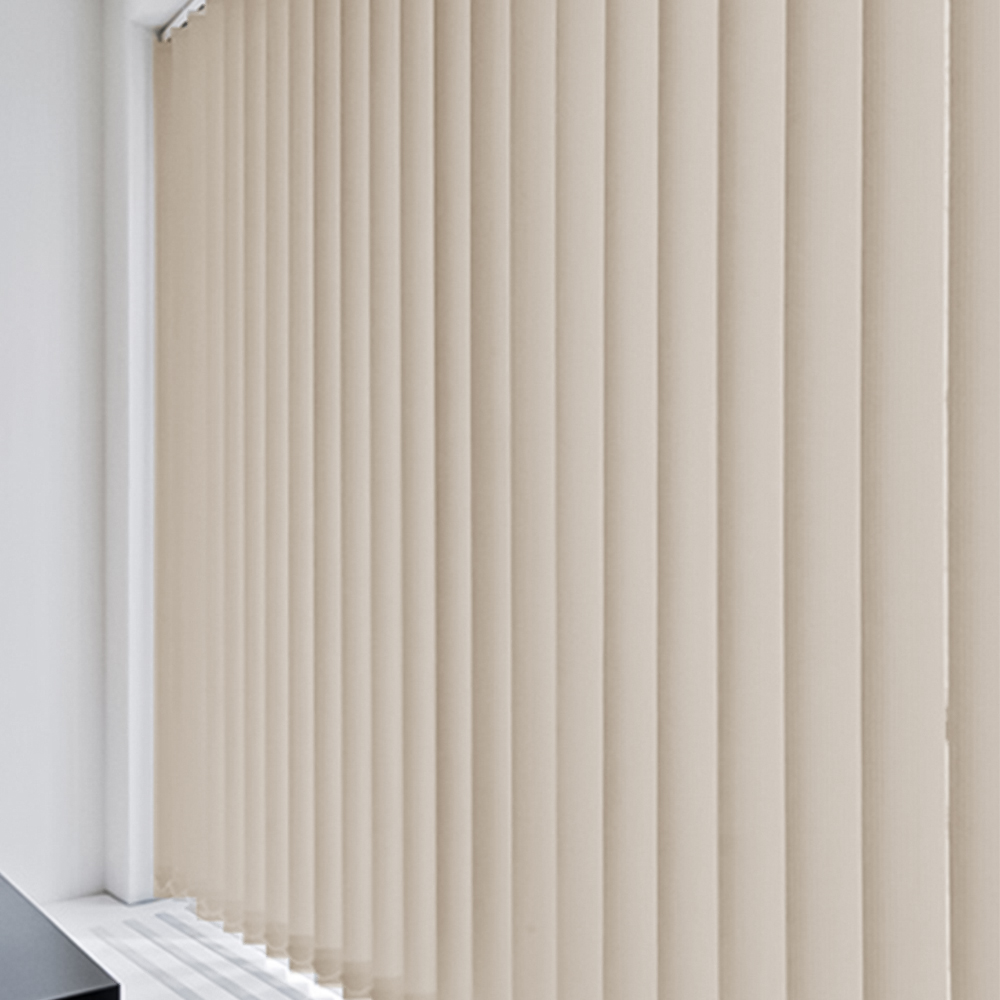 Caecus Blackout Short Drop Plain Vertical Blind Complete Cream 90 x 140cm Image 2