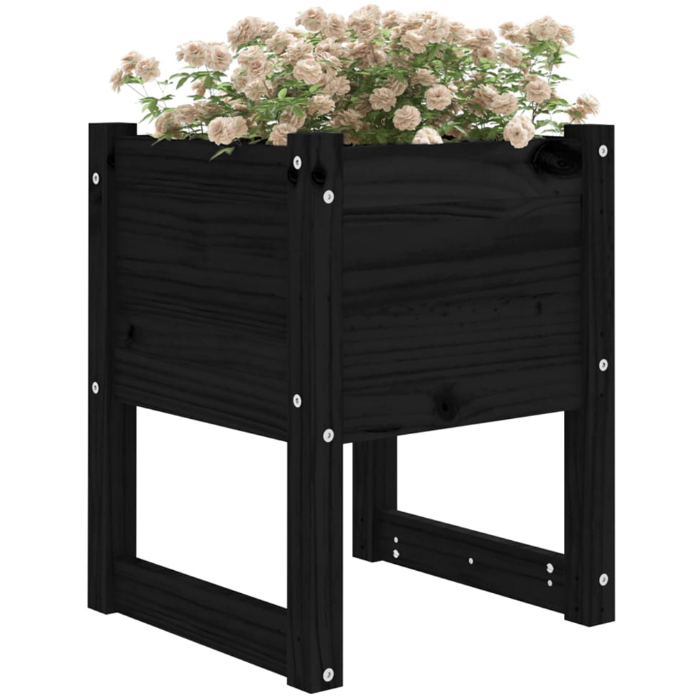 vidaXL Black Pine Wood Garden Planter 52.5 x 40 x 40cm 2 Pack Image 2