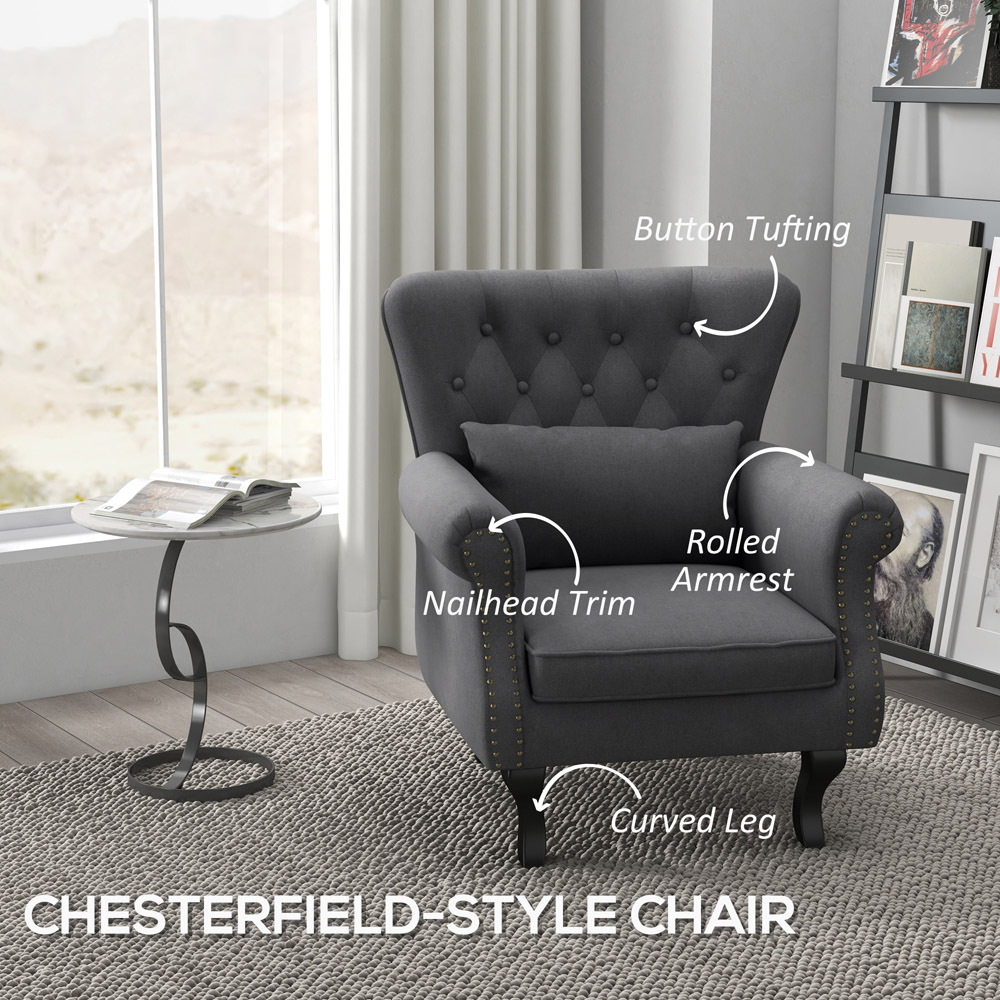 Portland Dark Grey Chesterfield Accent Chair Image 4