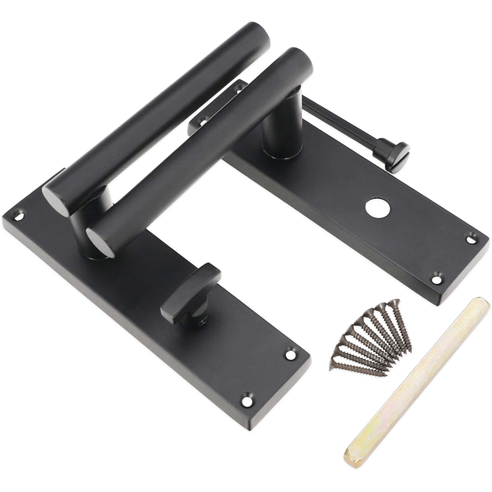 Spira Brass Jura Matt Black Lever on Backplate Bathroom Door Handle 2 Pack Image 3