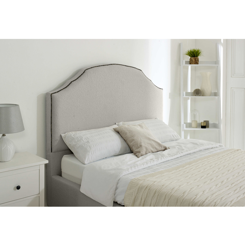 Eleganza Sareen Small Double Silver Plush Velvet Small Bed Frame with Curved Headboard Image 2