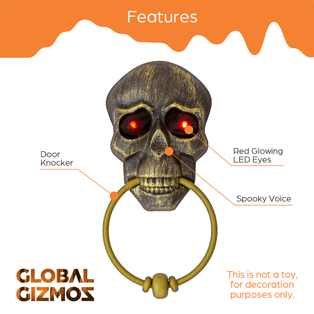 Global Gizmos Halloween Rustic Bronze Skull Doorbell 30 x 14cm Image 8