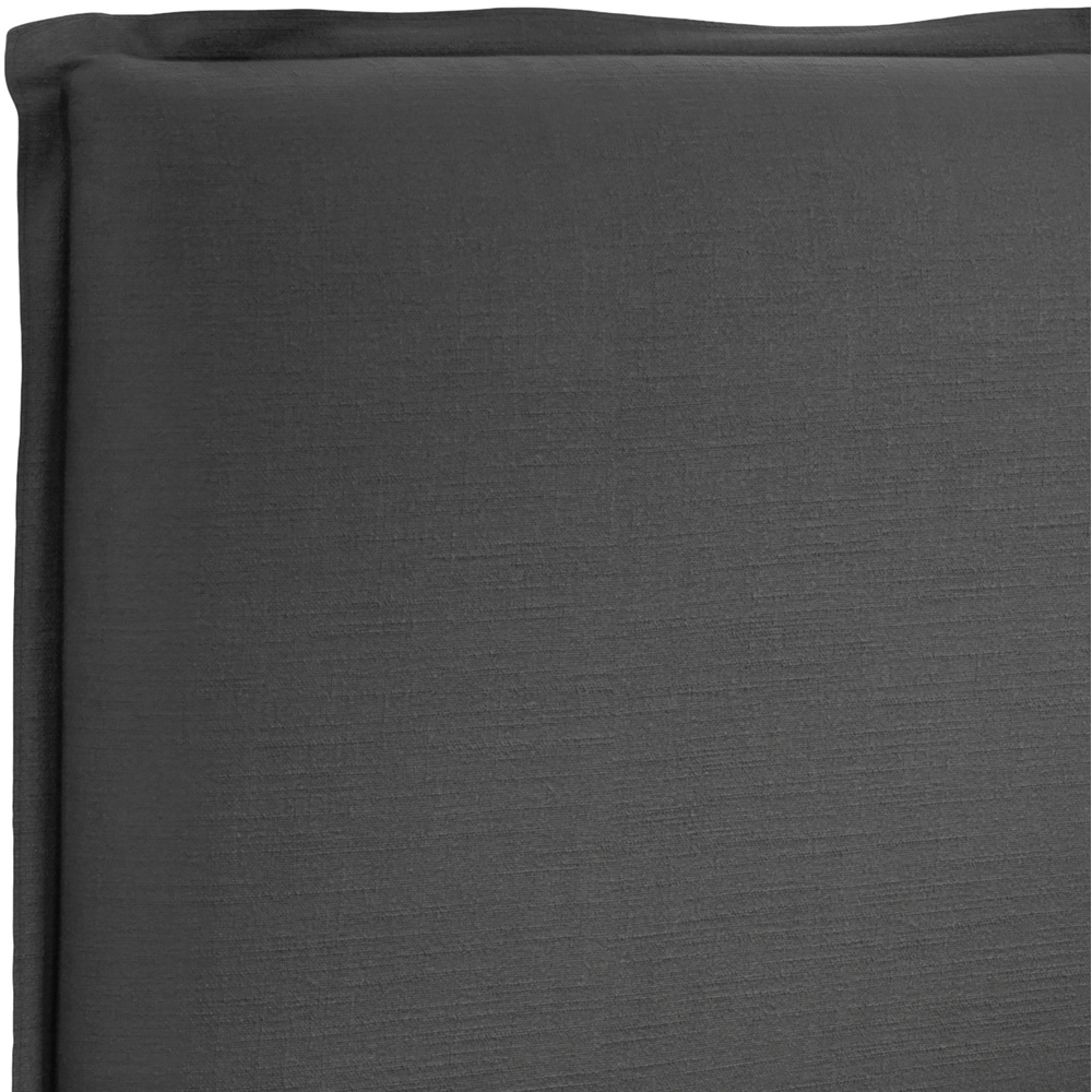 LPD Home Sunday Deep Grey Single Linen Blend Fabric Bed with Pillow-Style Headboard Image 5