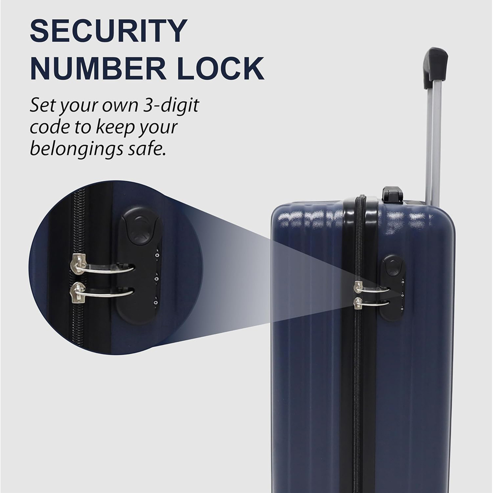 Alivio Set of 3 Navy Blue Hard Shell Luggage Suitcase Image 3