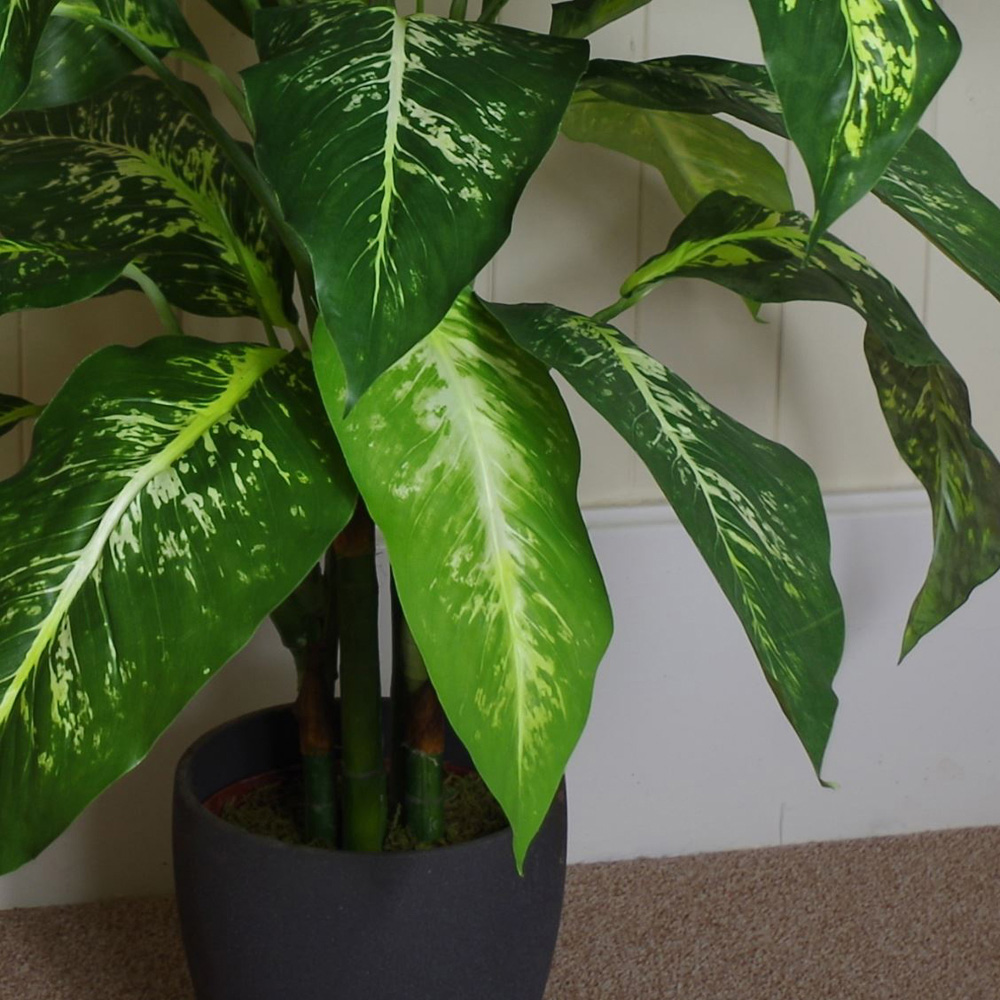 Botanik Spotted Aglaonema Artificial Plant in Silver Metal Planter 3.3ft Image 6