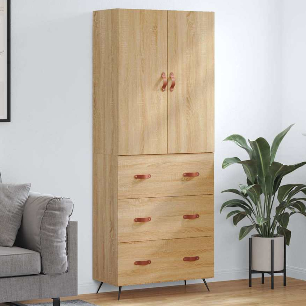 vidaXL 2 Door 3 Drawer Sonoma Oak Highboard with Metal Legs Image 1