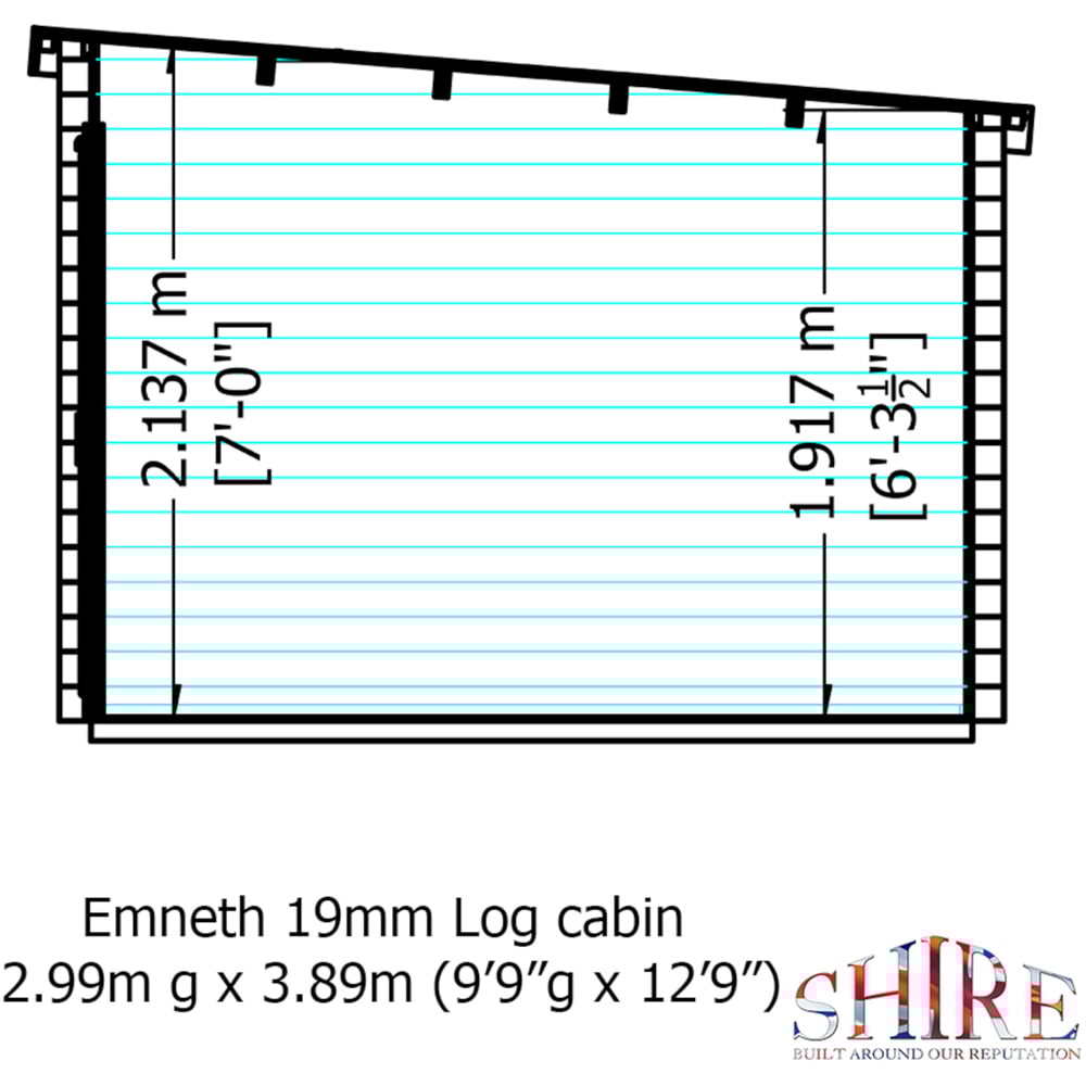 Shire Emneth 10 x 13ft Double Door Pressure Treated Log Cabin Image 8