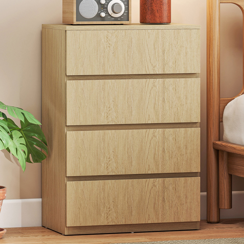 Portland 4 Drawer Natural Bedroom Chest of Drawers Image 1