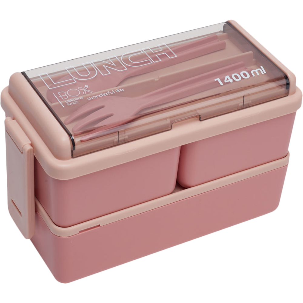 Living and Home Dual Layer Plastic Bento Lunch Box Image 2