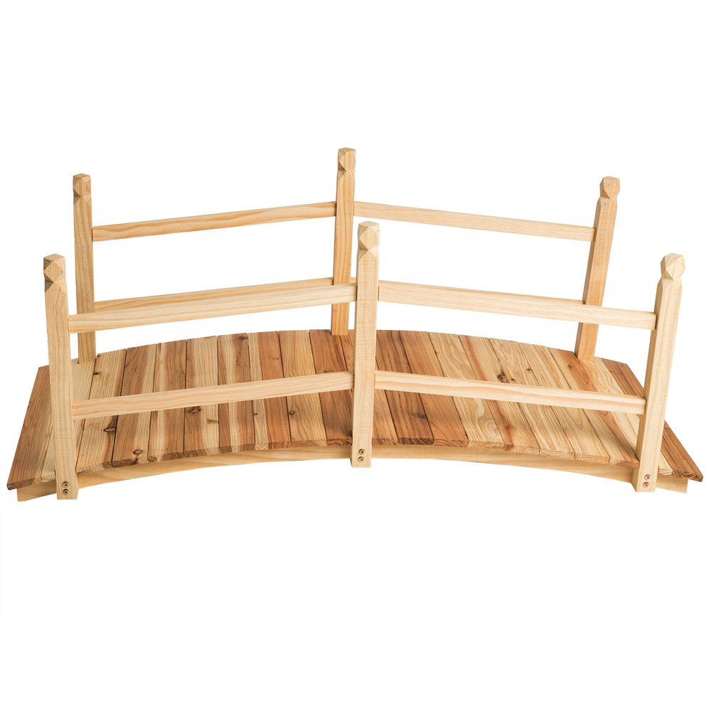 tectake Brown Garden Bridge with Railing Image 4