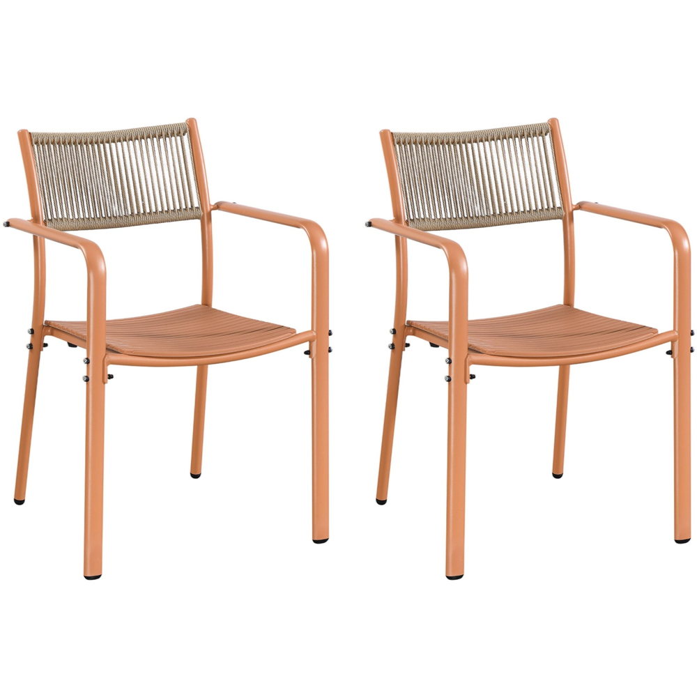 Core Products 2 Seater Terracotta Rope Back Effect Square Metal Foldable Table Garden Bistro Set Image 4