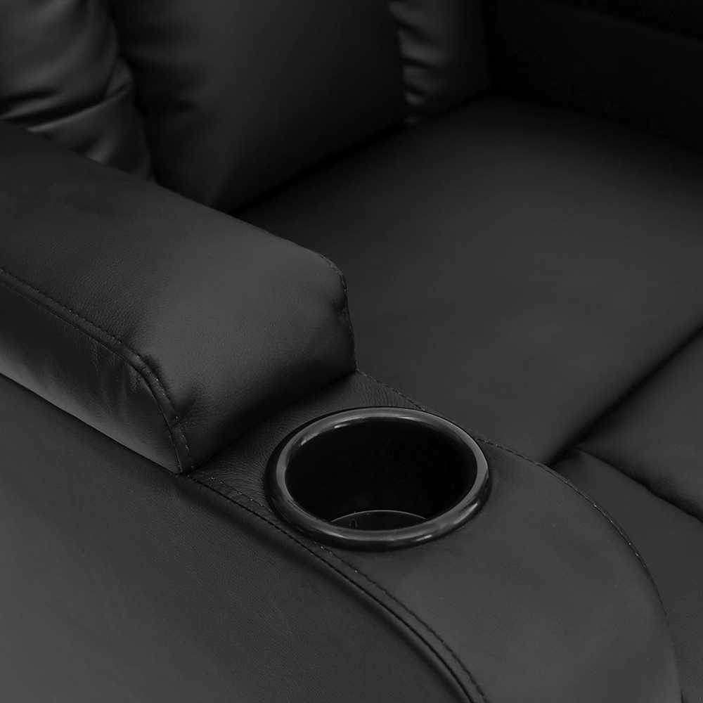 Furniture Online Oscar Black Bonded Leather Pushback Recliner Chair with Cupholders Image 4