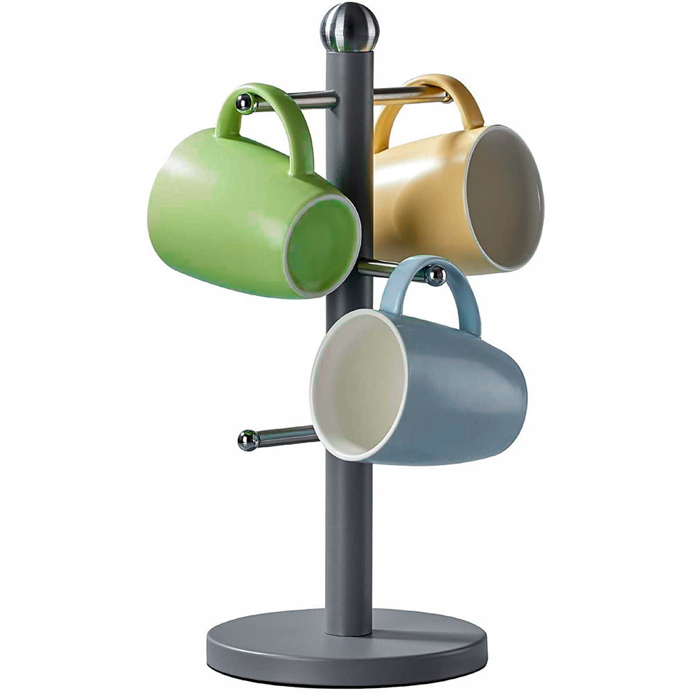 Innoteck Essentials Grey Stainless Steel Mug Tree with 6 Cup Holder Image 3