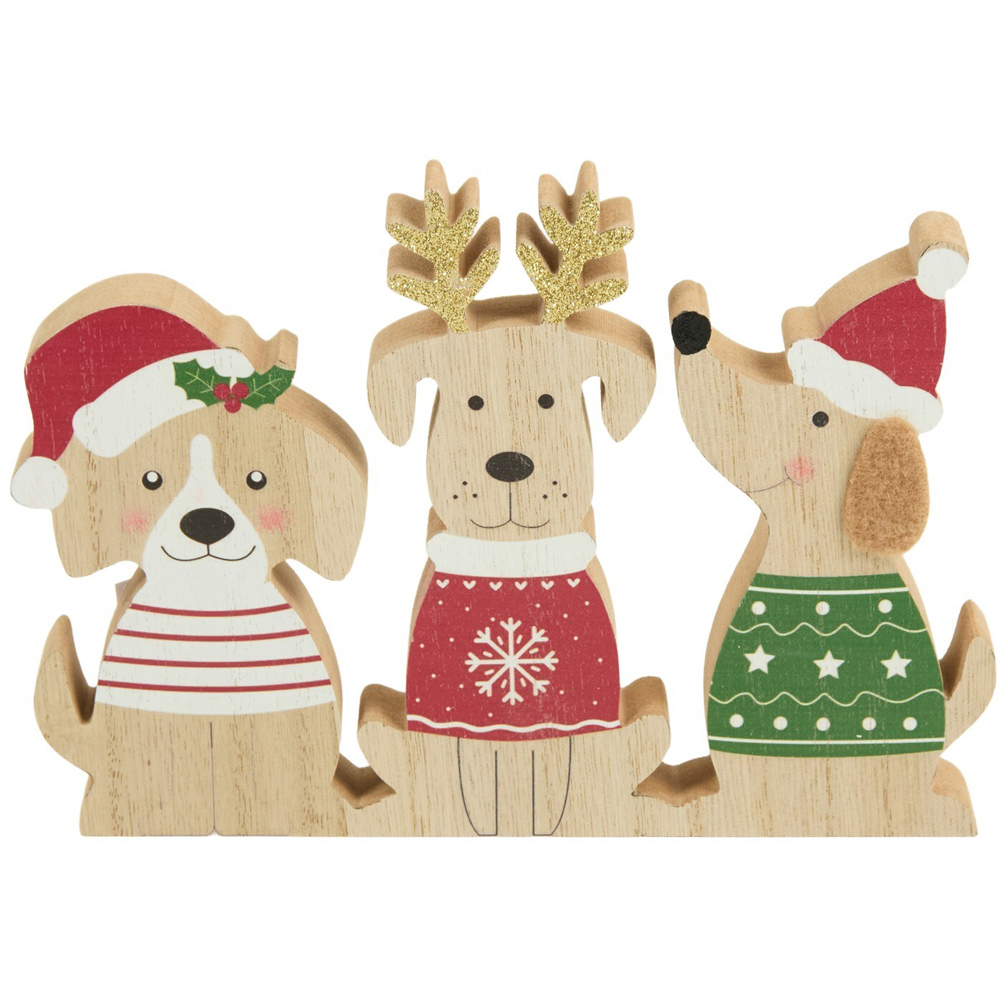 Sitting Dogs Wooden Decoration Image 1