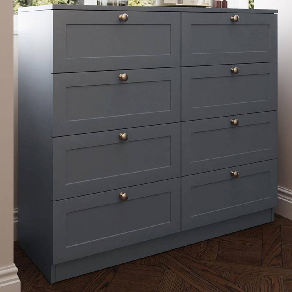 FWStyle Artus 8 Drawer Dark Grey Panelled Chest of Drawers Image 1