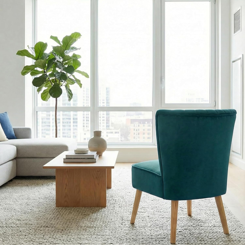 Alivio Green Velvet Upholstered Modern Accent Chair Image 4