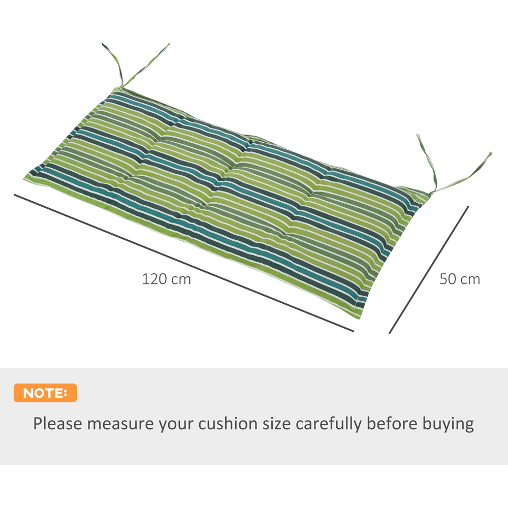 Outsunny Green Striped Rattan Set Seat Cushion 120 x 50cm 2 Pack Image 7