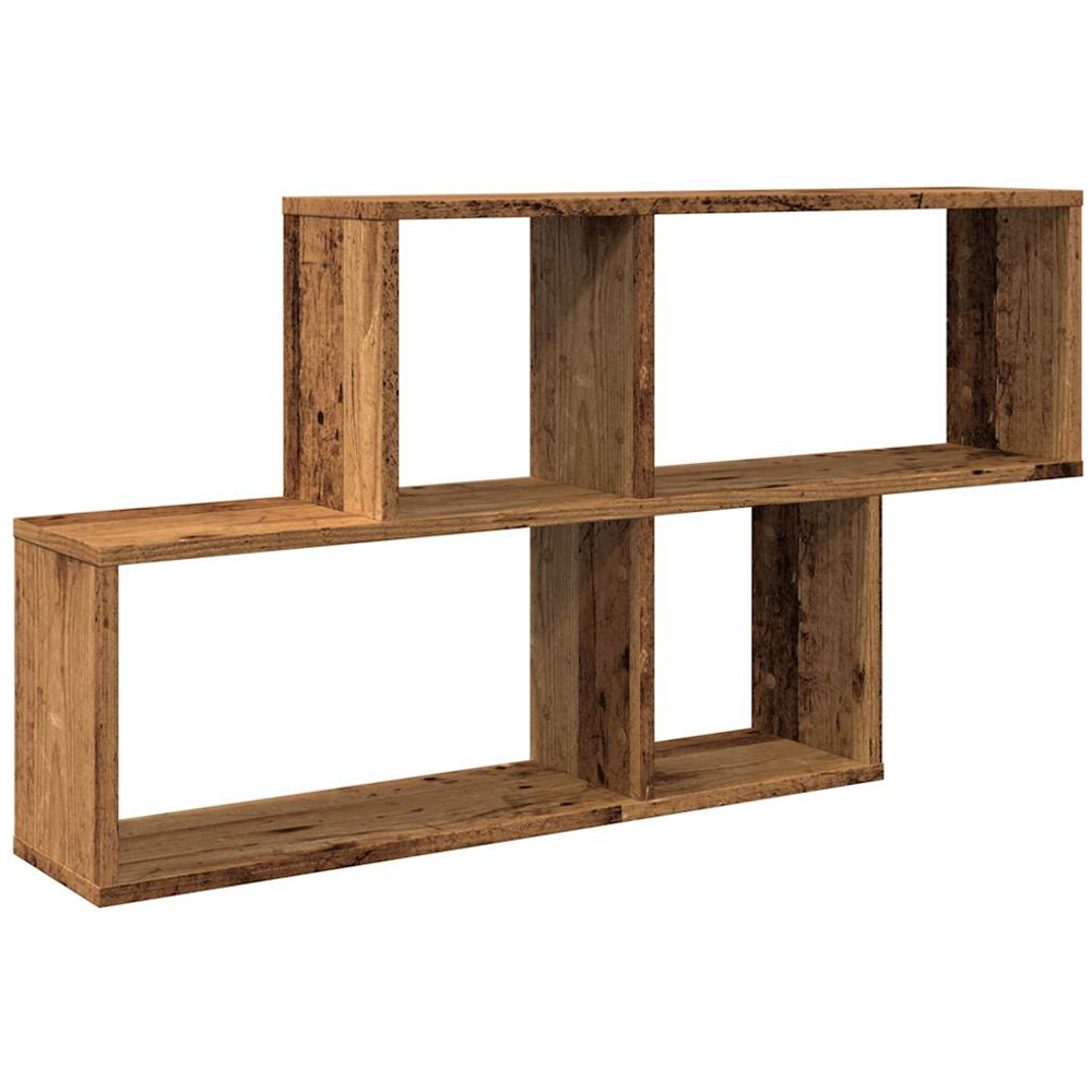 vidaXL 4 Open Compartment Old Wood Wall Shelf Image 1