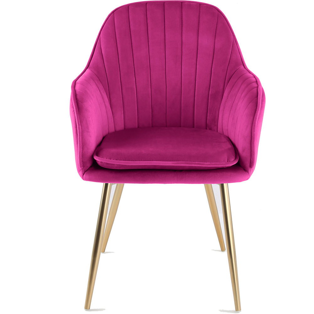 Muse Accent Chair in Velvet Upholstery - Fuchsia Image 3