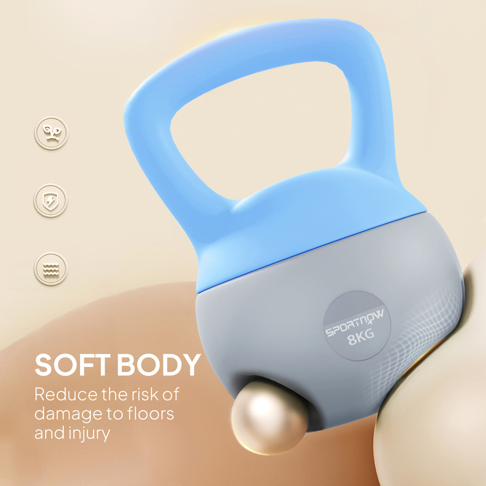 SPORTNOW Light Blue and Grey Soft Body Kettlebell with Non Slip Handle 8kg Image 7