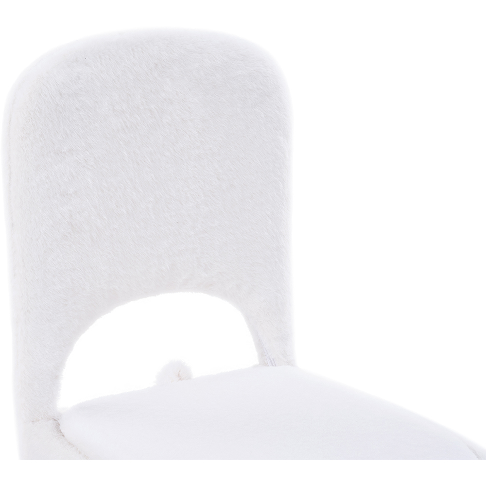 Living and Home White Faux Rabbit Fur Foldable Backrest Vanity Chair with Hidden Storage Image 3