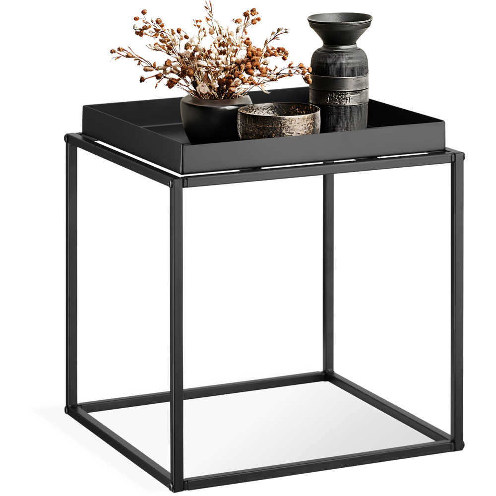 tectake Cambridge Single Shelf Black Bedside Table Image 2
