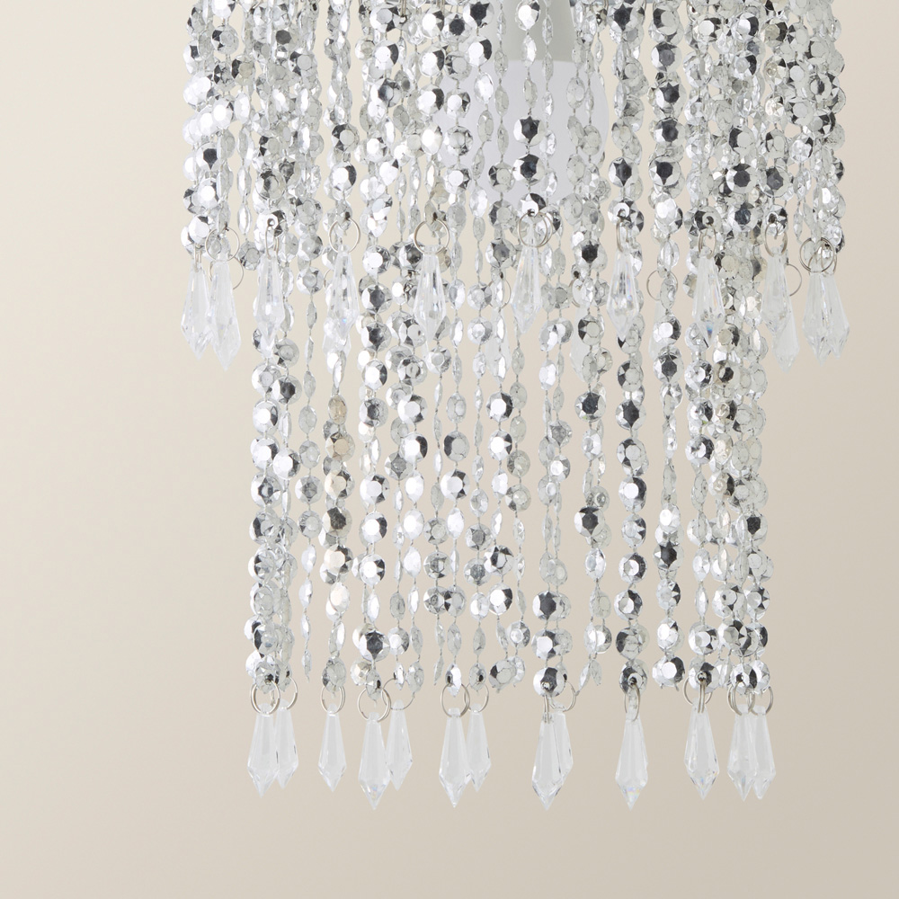 ValueLights Chrome Beaded Droplet Crystal Style Acrylic Ceiling Pendant Shade Image 4