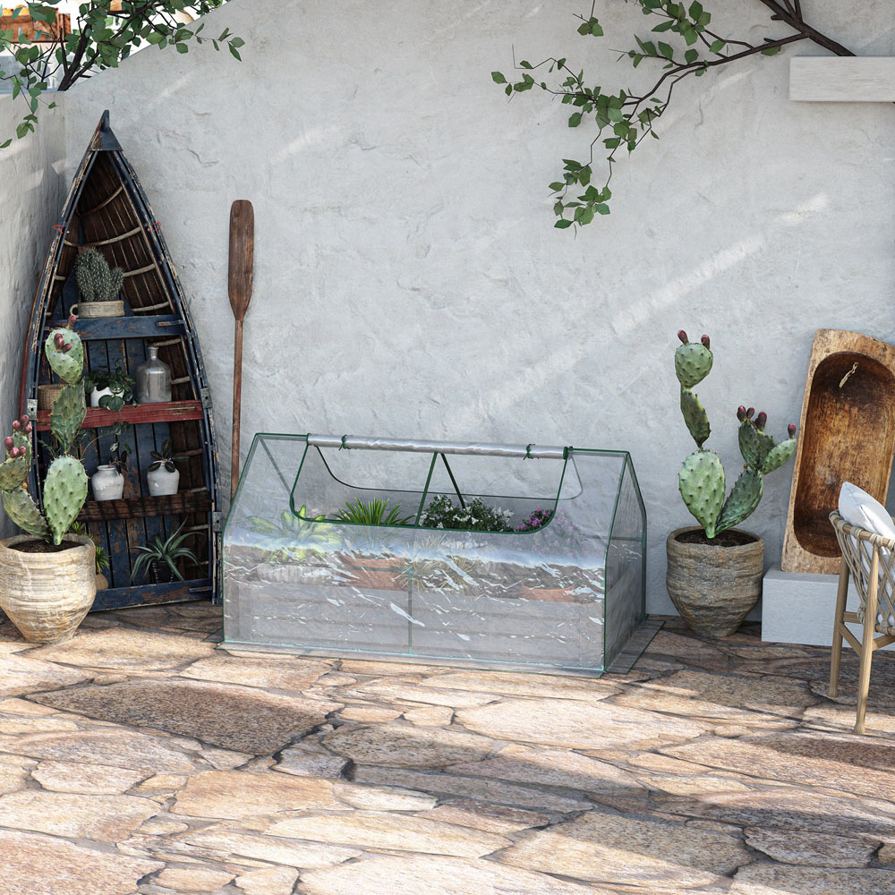 Outsunny Clear Raised Garden Bed Planter with Greenhouse Image 2