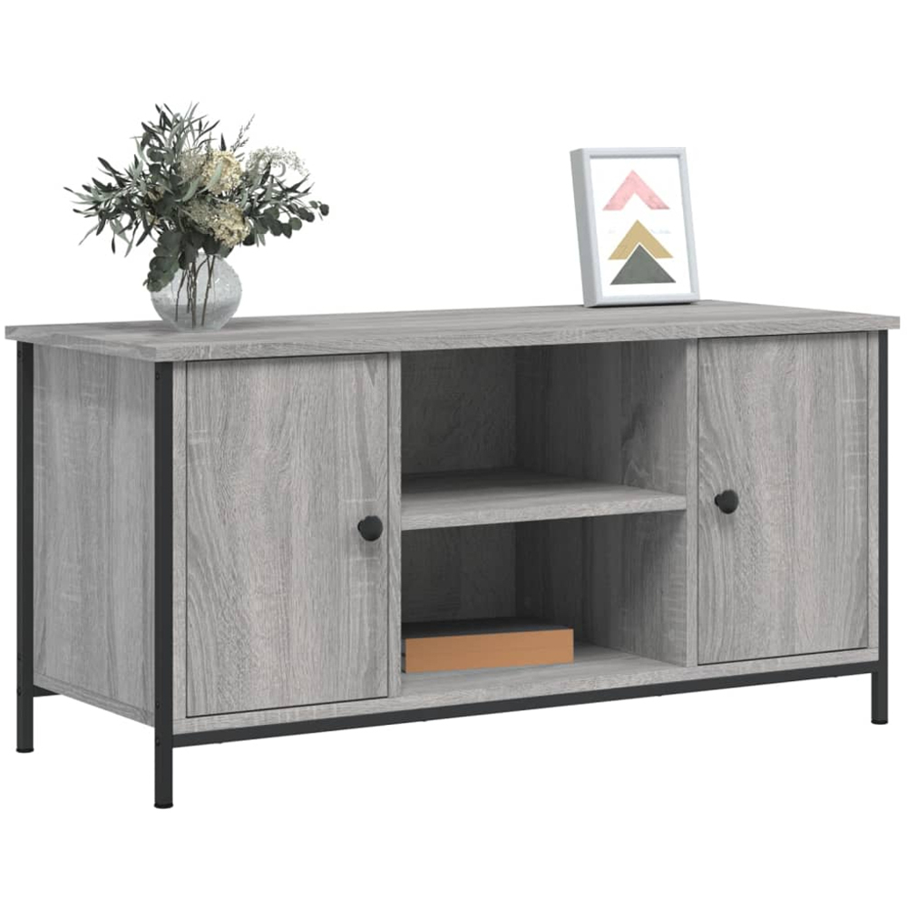 vidaXL 2 Door 2 Shelf Grey Sonoma TV Cabinet Image 3