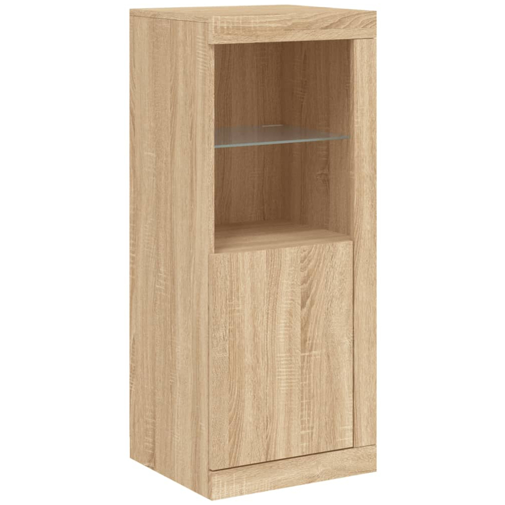 vidaXL 2 Door 8 Shelf Sonoma Oak LED Sideboard 3 Piece Image 4