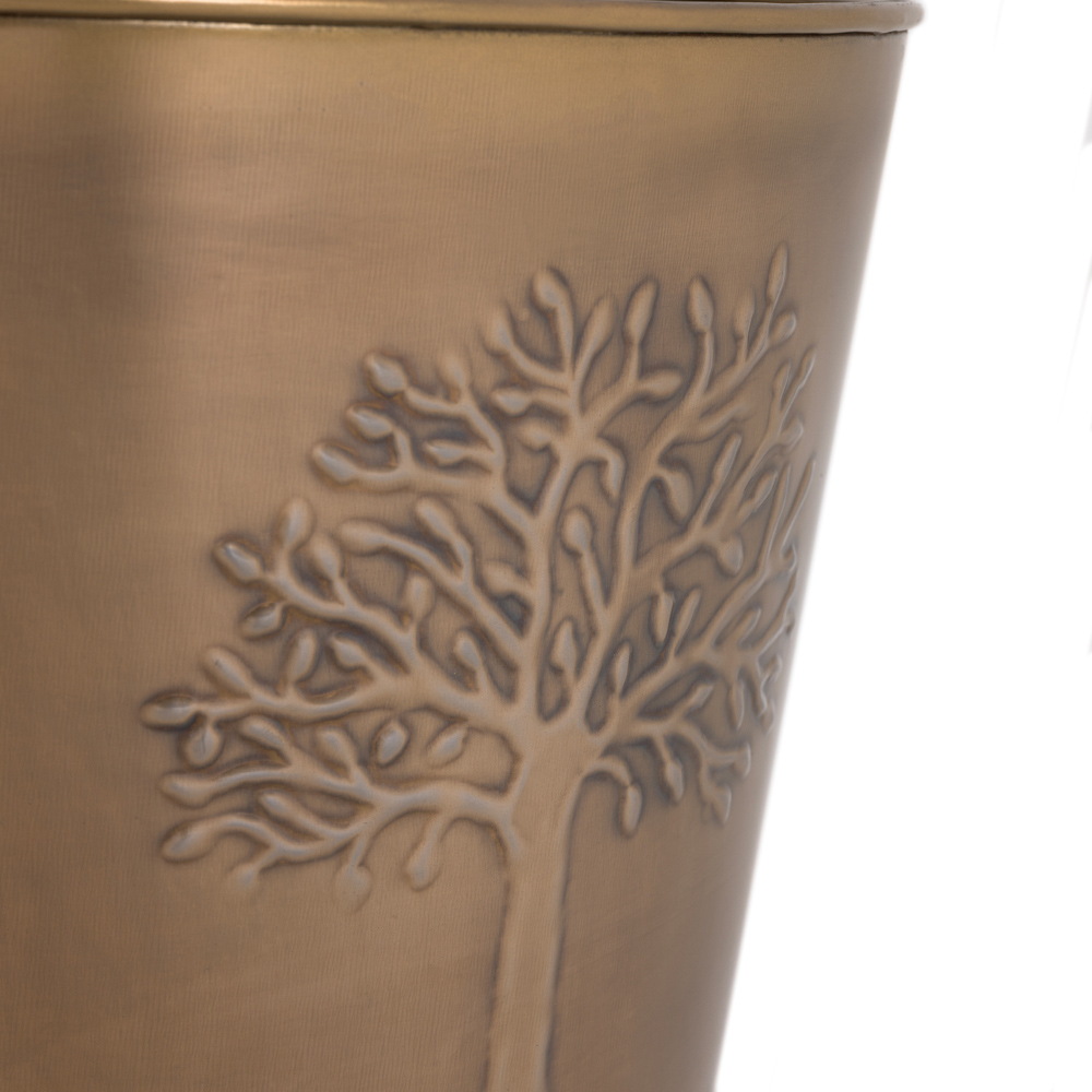 Charles Bentley Snug Mulberry Small Antique Gold Leather Handled Log Bucket Image 5
