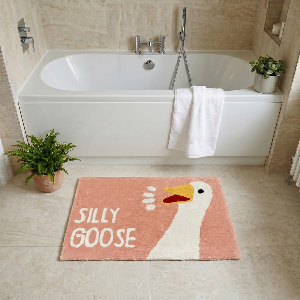 Allure Bath Fashions Blush Silly Goose Slogan Non-Slip Bath Mat 50 x 80cm Image 2