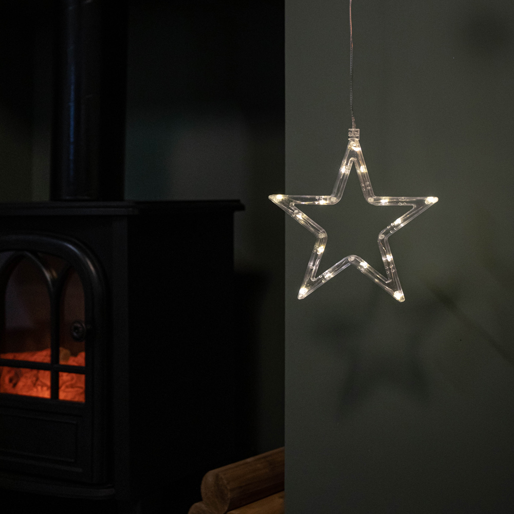 Samuel Alexander 15 Warm White LED Christmas Star Battery Operated Window Decoration 20cm Image 8