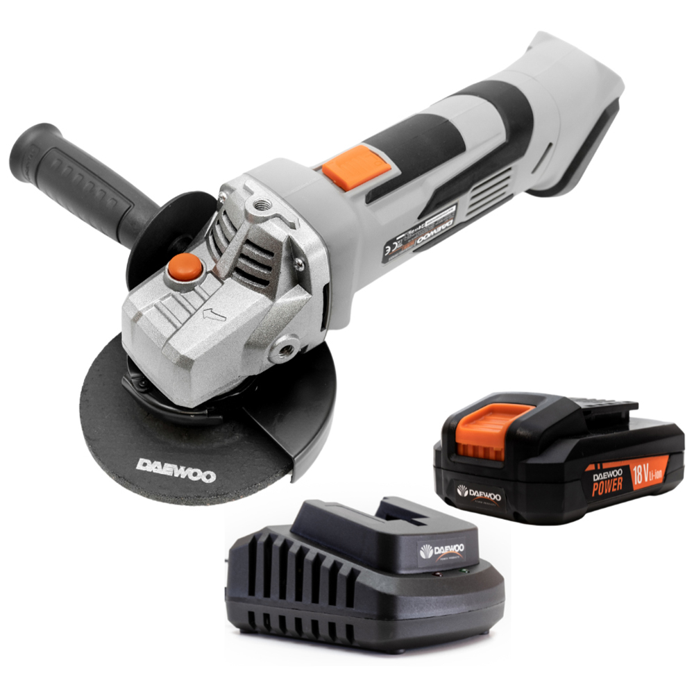 Daewoo U Force Series 18V 2Ah Lithium-Ion Cordless Angle Grinder with Battery Charger 115mm Image 1