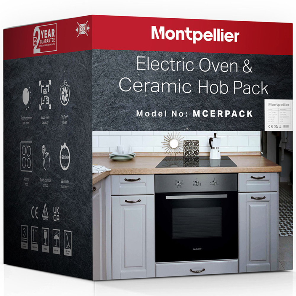 Montpellier MCERPACK 65L Electric Oven and 60cm Ceramic Hob Set Wilko