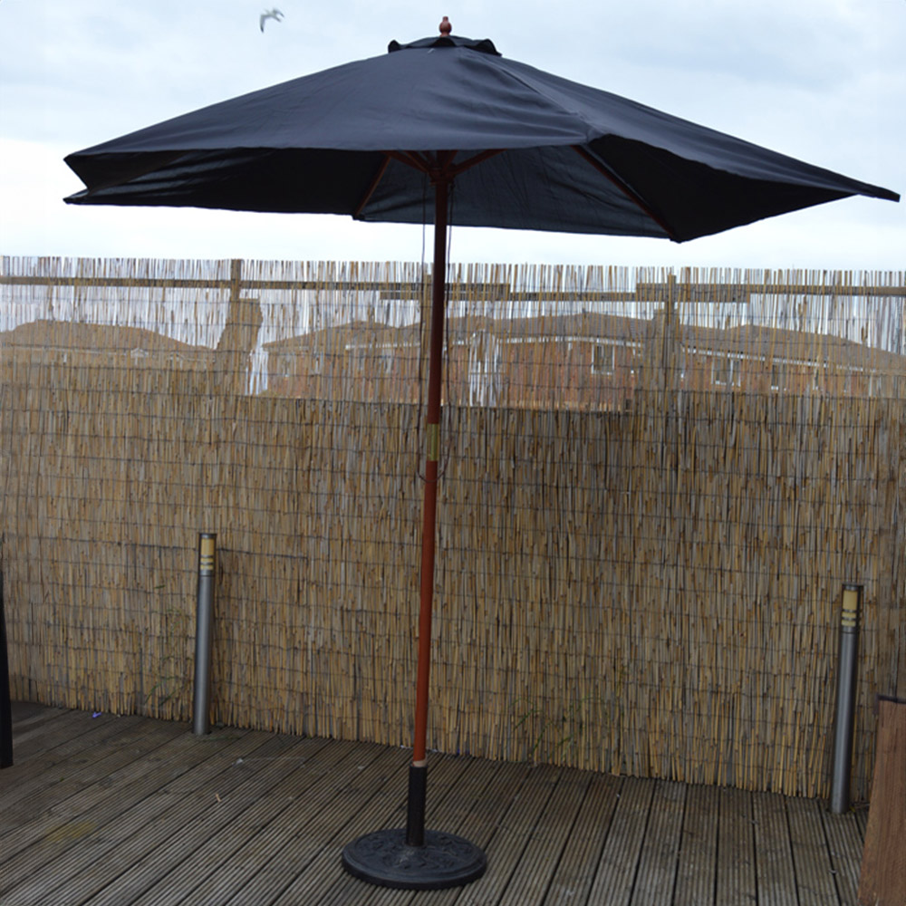 Samuel Alexander Black Wooden Parasol with Pulley 2.4m Image 7