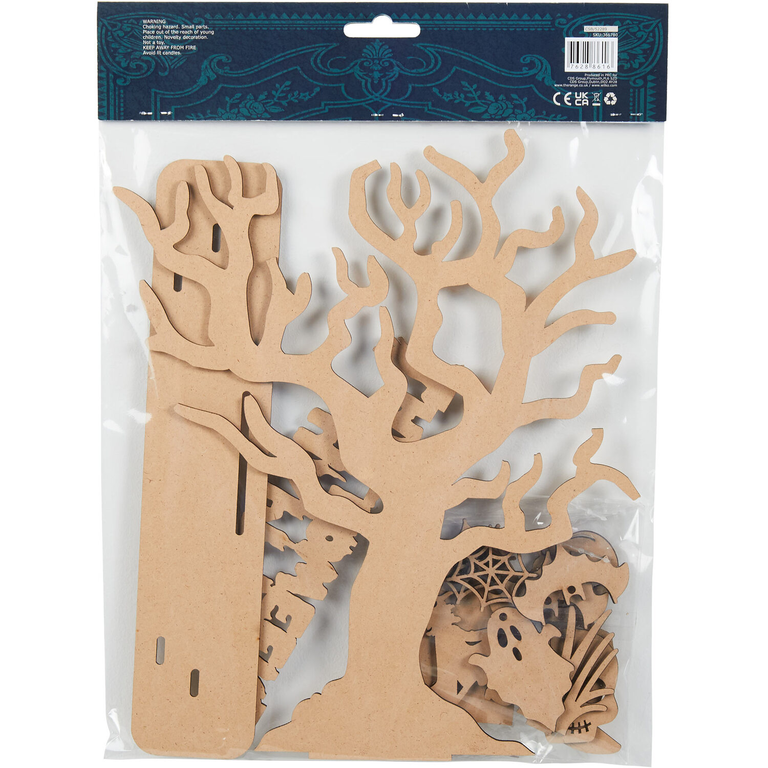 Happy Halloween Haunted Tree Sign - Brown Image 3