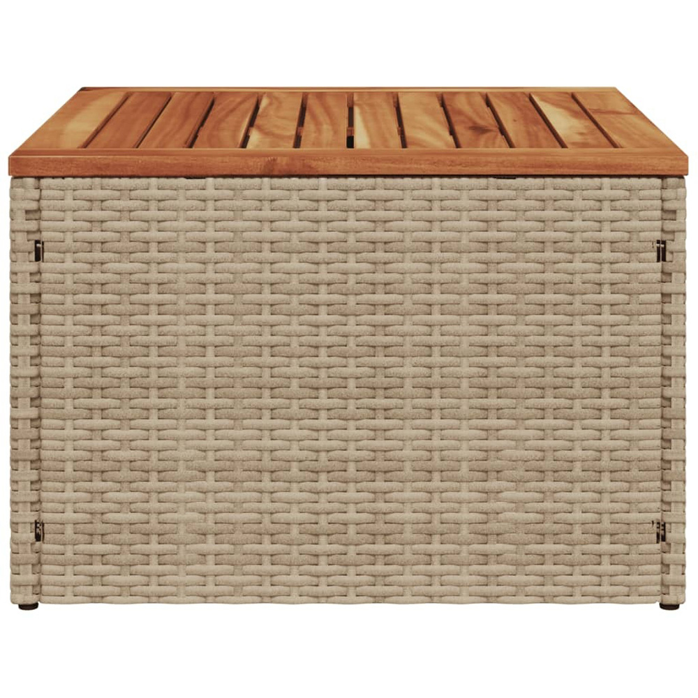 Walplus Beige Brown Poly Rattan Acacia Wood Top Garden Coffee Table Image 3
