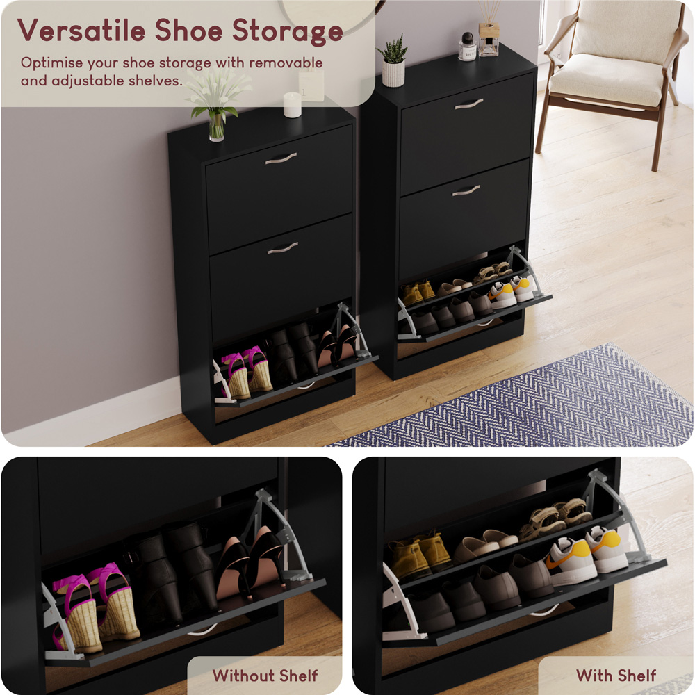 VIDA DESIGNS Black 3-Drawer Shoe Cabinet Rack Image 6