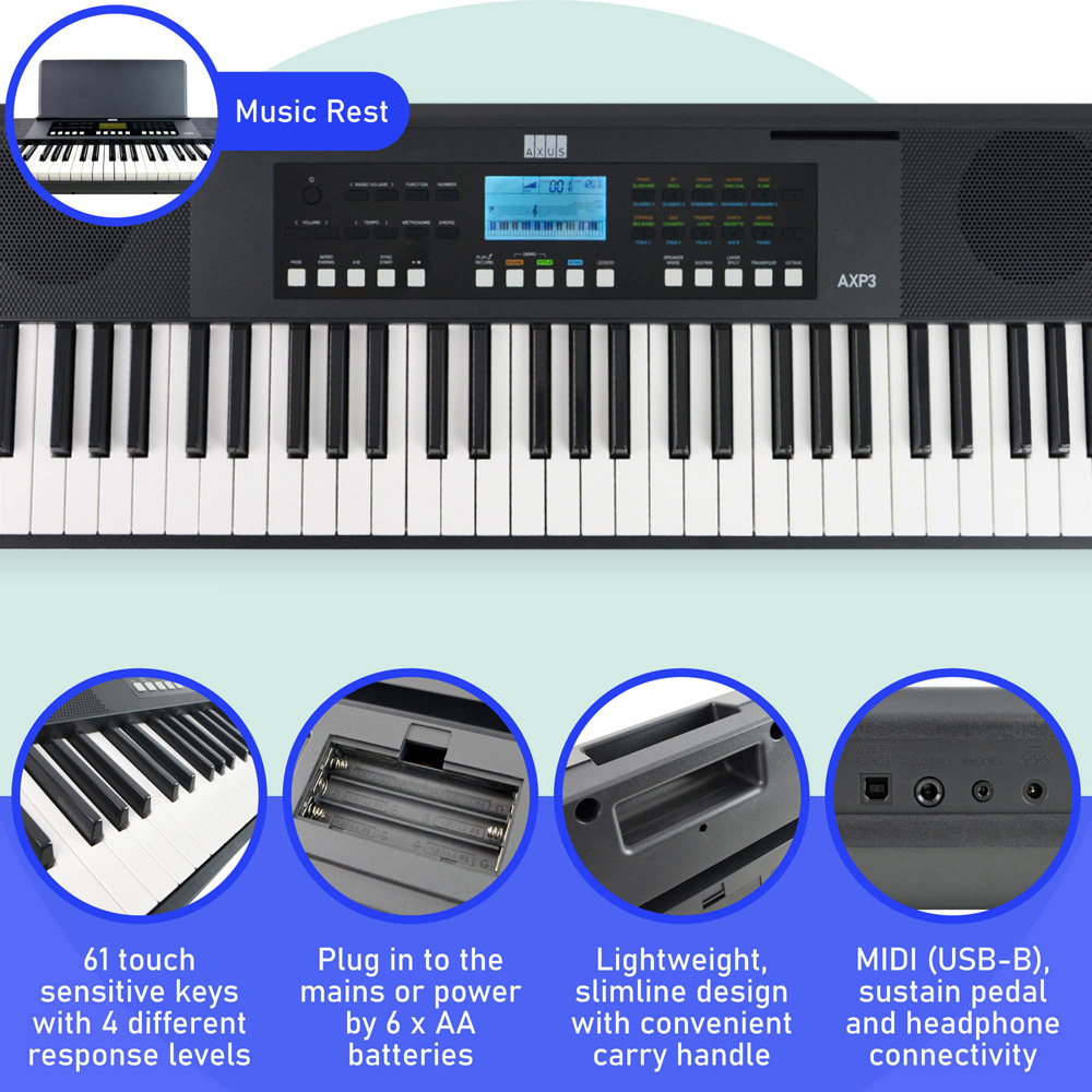 AXUS AXP3 61 Note Slimline Keyboard Pack Image 2
