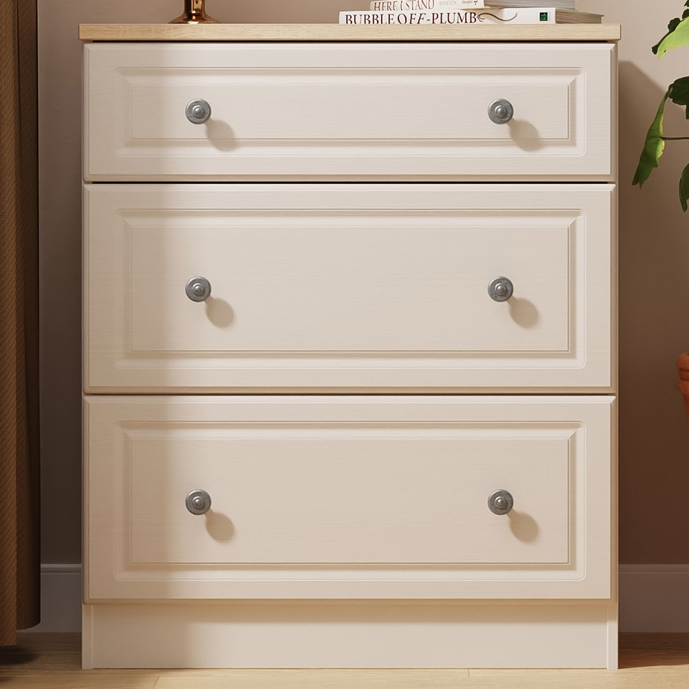 Crowndale Norfolk 3 Drawer Kashmir Ash and Bardolino Oak Deep Chest of Drawers Ready Assembled Image 1
