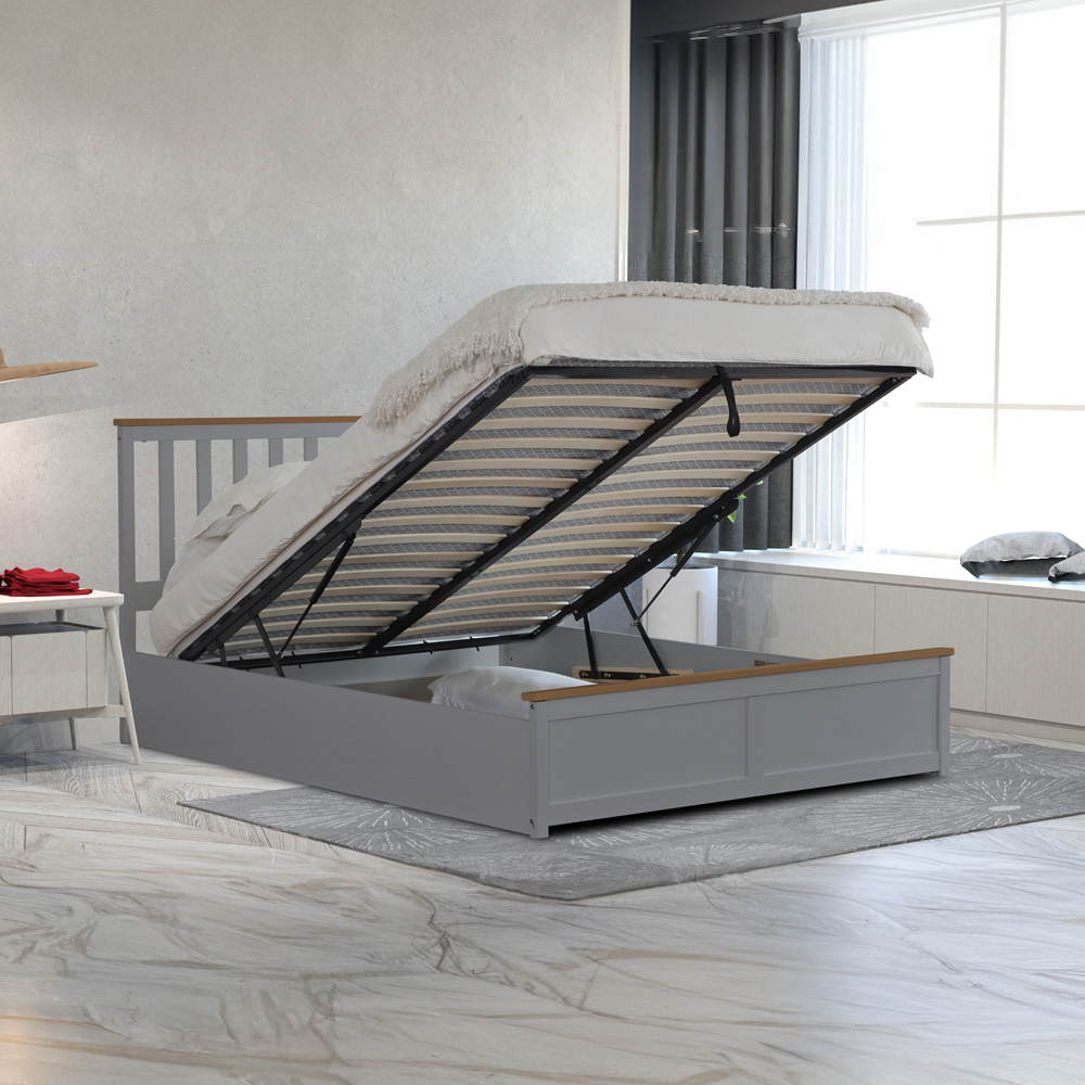 Comfy Living Double Grey Gas Lift Ottoman Bed Image 2