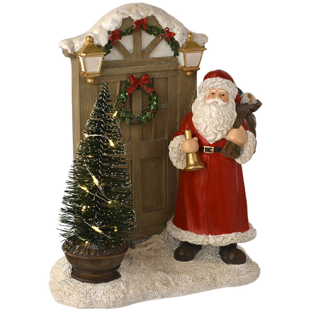 The Seasonal Gift Co Regal Tidings LED Santa At The Door Christmas Scene Decoration 22cm Image 2