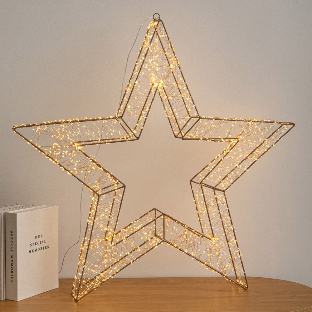 Samuel Alexander 2400 Warm White LED Light-Up Gold Christmas Star 58cm Image 1
