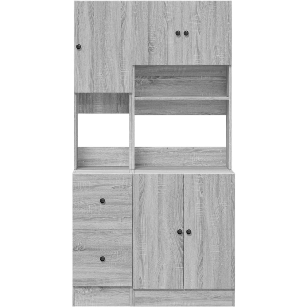 vidaXL 5 Door 2 Drawer Single Shelf Grey Sonoma Kitchen Cabinet Image 4