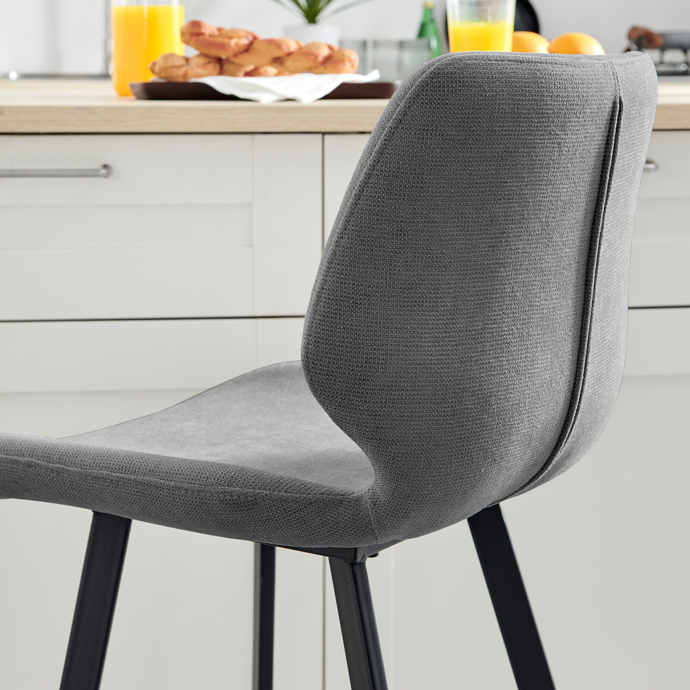 Furniturebox Lyla Set of 2 Grey and Black Textured Weave Bar Chairs Image 3