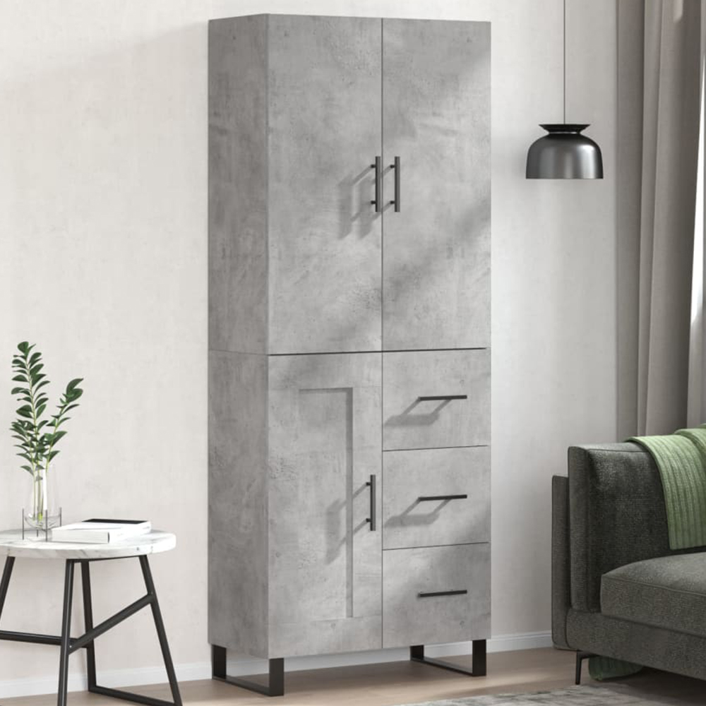 vidaXL 3 Door 3 Drawer Concrete Grey Highboard Image 1