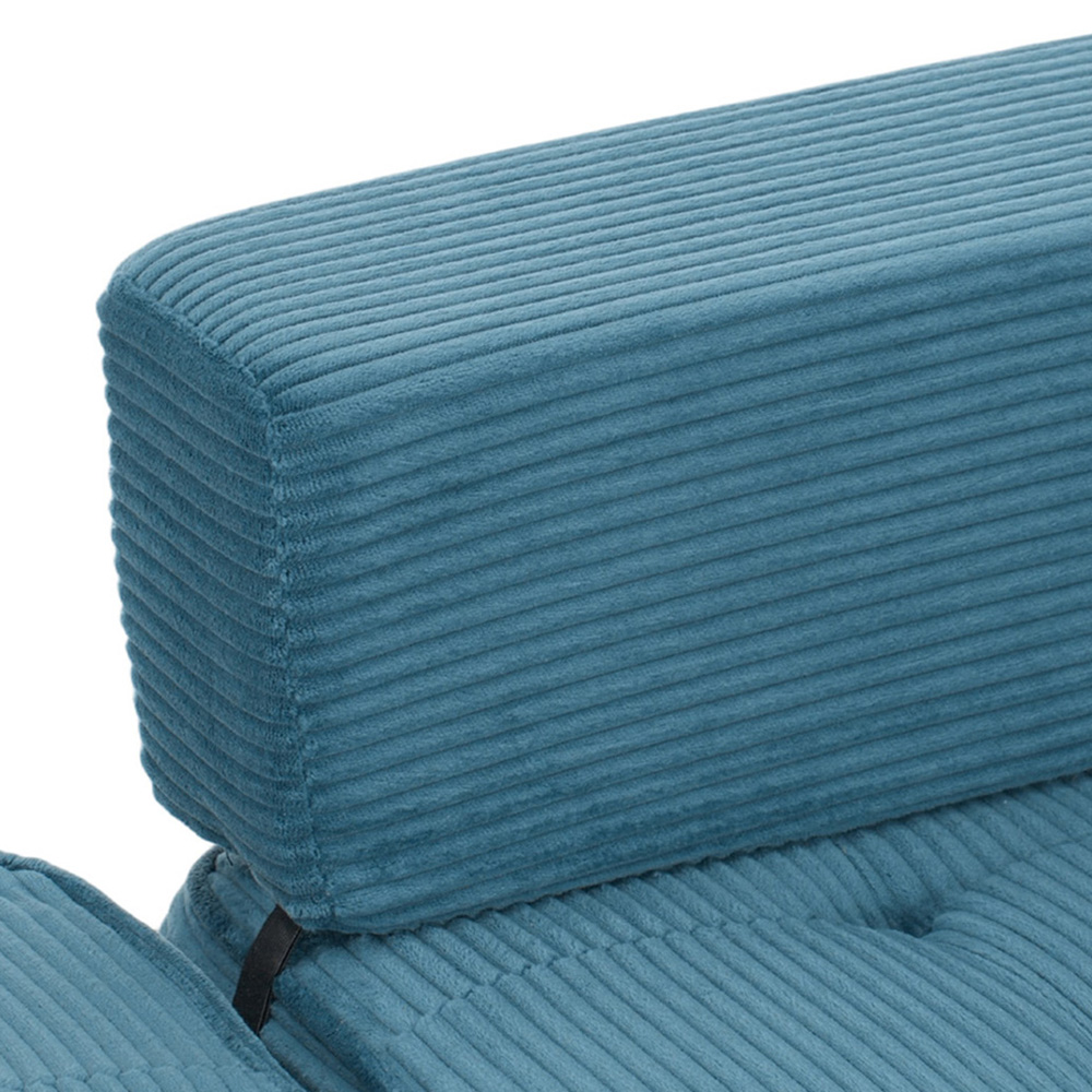 Living and Home Single Seater Blue Foldable Corduroy Upholstered Sofa Bed Image 4
