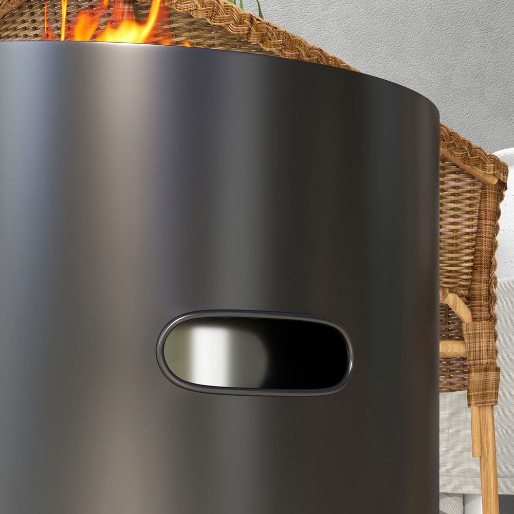 Outsunny Black Round Metal Bonfire Stove with Poker Fire Pit Image 4